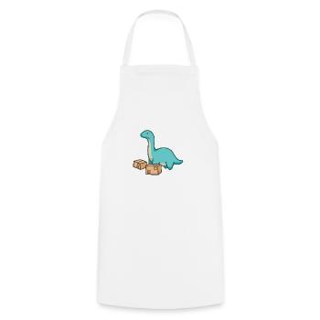 hugadino Dino Transporteur de colis, Dinosaure mignon - Tablier de cuisine - blanc - Devant - AI Model Male 185 dark (185cm)