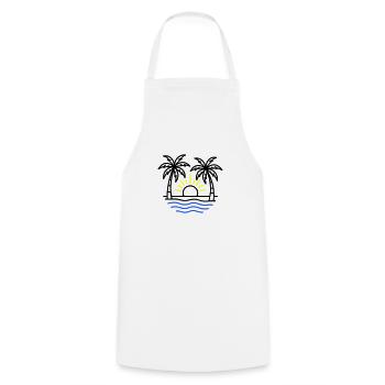 Summer Palm Trees Beach - Cooking Apron - white - Front - AI Model Male 185 dark (185cm)