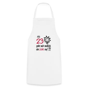 geburtstag_23 - Cooking Apron - white - Front - AI Model Male 185 dark (185cm)