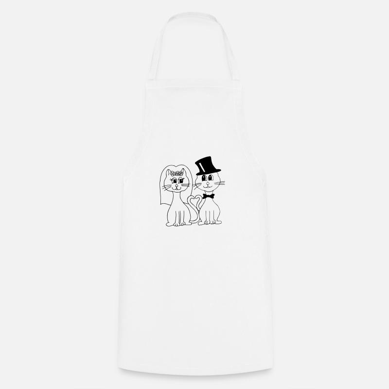 Mariage de chat - Tablier de cuisine - blanc