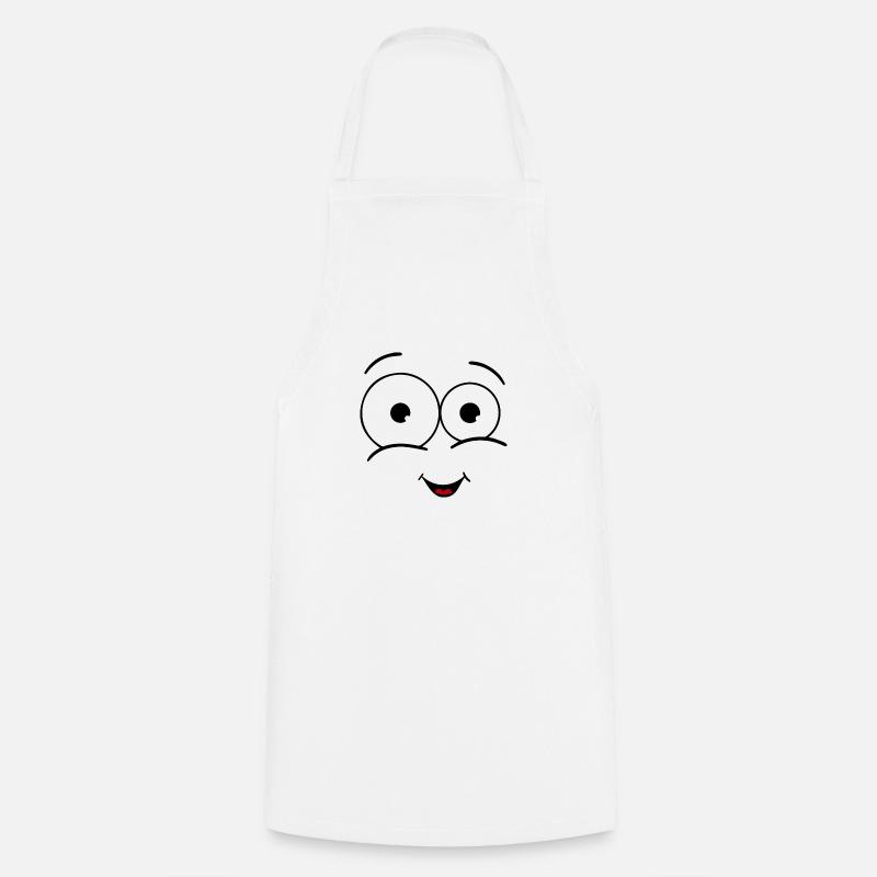 visage heureux avec la bouche - Tablier de cuisine - blanc