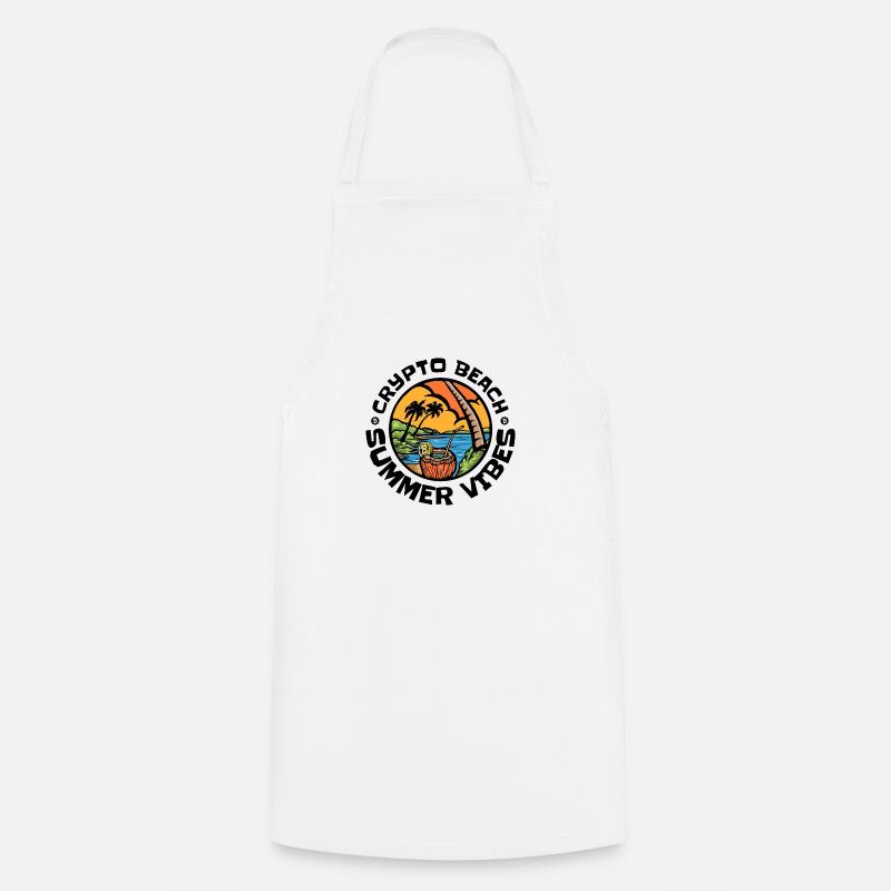 Crypto Beach - Summer Vibes - Cooking Apron - white