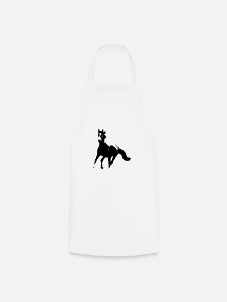 Galloping black horse - Galopa - Cooking Apron - white