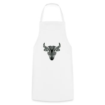 Origami-style bull head - Cooking Apron - white - Front - AI Model Male 185 dark (185cm)