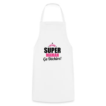 future super maman ça dechire - Tablier de cuisine - blanc - Devant - AI Model Male 185 dark (185cm)