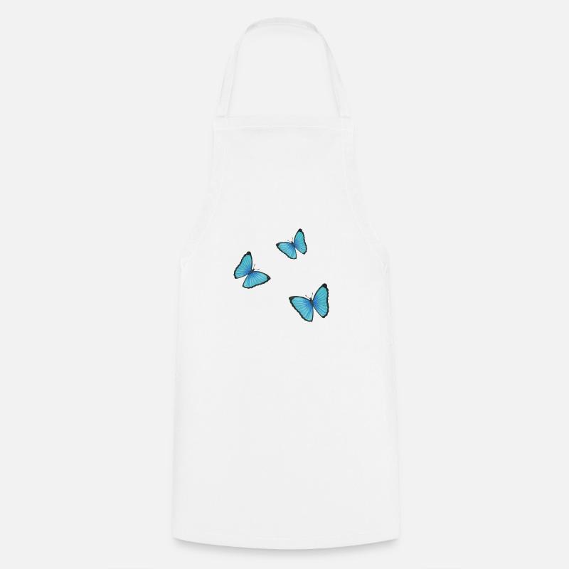 blue butterflies - Cooking Apron - white