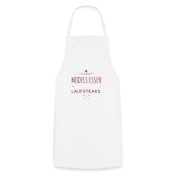 MODELS essen Lauf STEAKS +++ Funny and New Design! - Kochschürze - Weiß - Vorne - AI Model Male 185 dark (185cm)