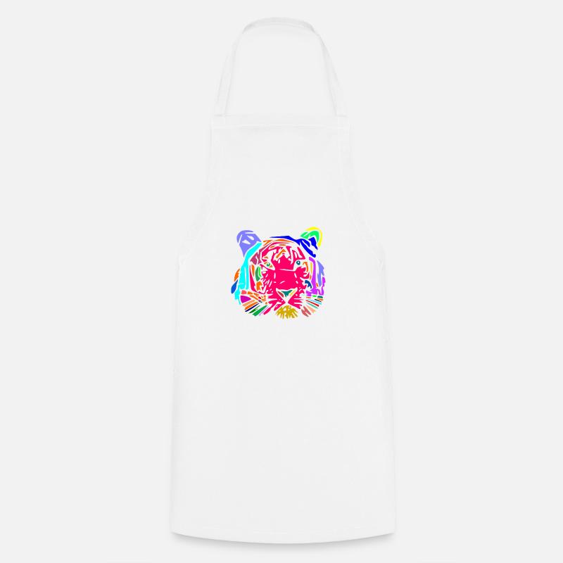 multicolor tiger - Cooking Apron - white