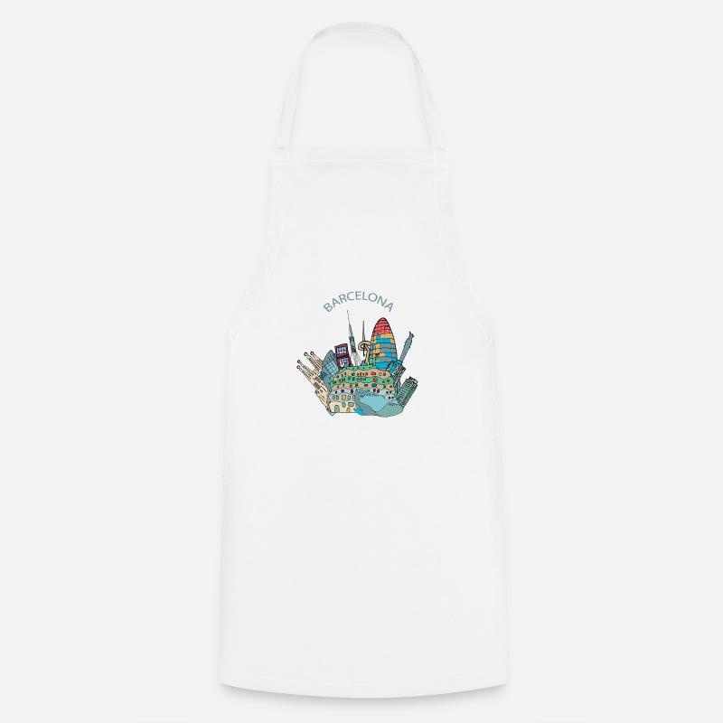 Skyline de Barcelone - Tablier de cuisine - blanc