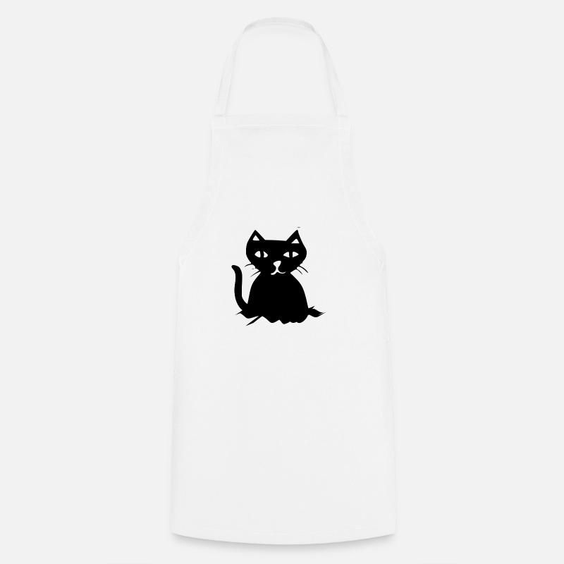 GEZEICHNETE SCHWARZE KATZE - Kochschürze - Weiß