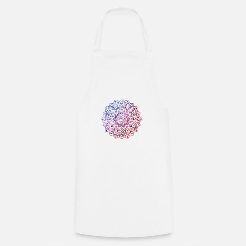 Mandala - violet - bleu - Tablier de cuisine - blanc