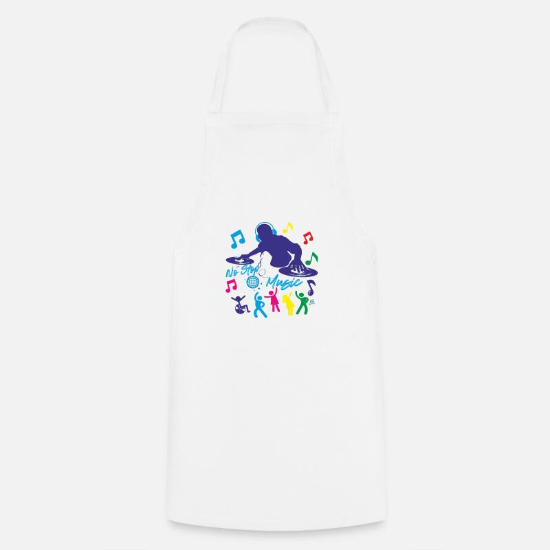Deejay - No stop Music - Cooking Apron - white