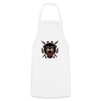 Panther Mountain Lion Lightning Super Tattoo Design - Cooking Apron - white - Front - AI Model Male 185 dark (185cm)