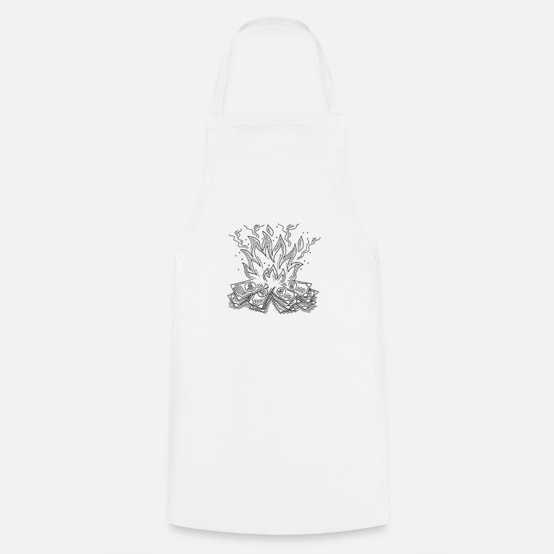 Burning Banknotes Symbol Drawing - Cooking Apron - white