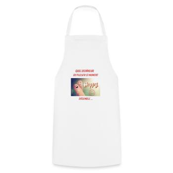 Quel bonheur de passer ce moment ensemble - Tablier de cuisine - blanc - Devant - AI Model Male 185 dark (185cm)