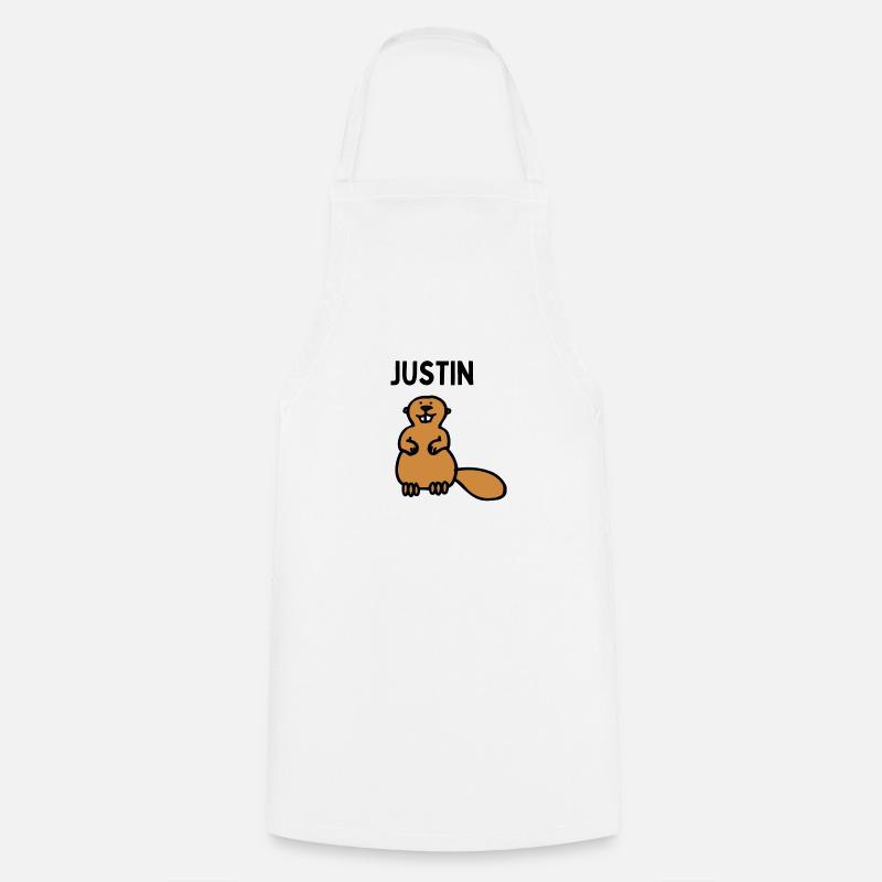 A beaver named Justin - Cooking Apron - white