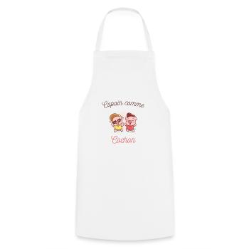 Copain comme cochon, expression, dessin cochon - Tablier de cuisine - blanc - Devant - AI Model Male 185 dark (185cm)