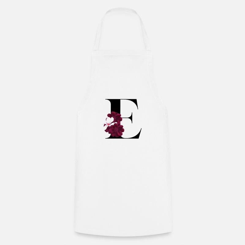 lettre E fleuris - Tablier de cuisine - blanc