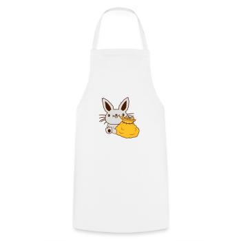 Lapin de Pâques grand sac d’oeufs - Tablier de cuisine - blanc - Devant - AI Model Male 185 dark (185cm)