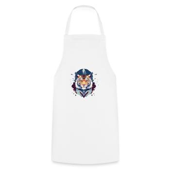 Artsy tiger head - Cooking Apron - white - Front - AI Model Male 185 dark (185cm)