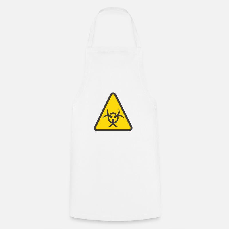 Warning label biohazard yellow - Cooking Apron - white