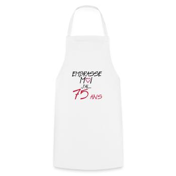 75 ans embrasse moi anniversaire - Tablier de cuisine - blanc - Devant - AI Model Male 185 dark (185cm)