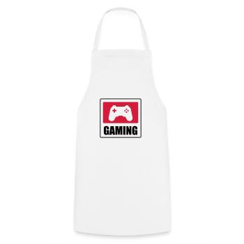 Gaming - Gamer - Kochschürze - Weiß - Vorne - AI Model Male 185 dark (185cm)