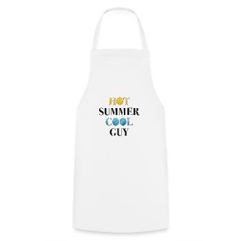 Chaud été cool gars feu et glace - Tablier de cuisine - blanc - Devant - AI Model Male 185 dark (185cm)