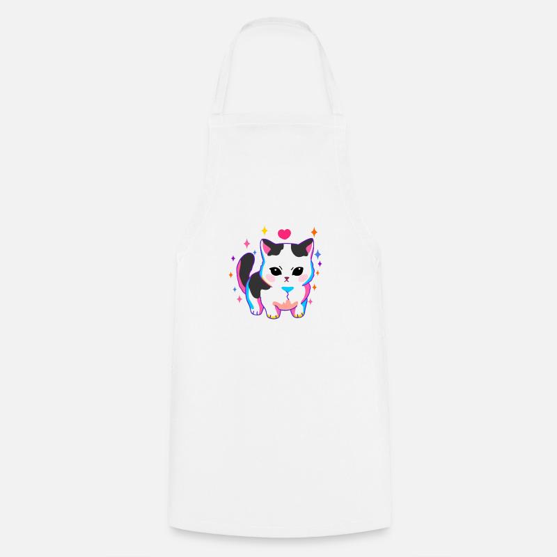 Chat sombre - Tablier de cuisine - blanc