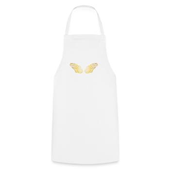 Ailes d'ange dorées duveteuses - Tablier de cuisine - blanc - Devant - AI Model Male 185 dark (185cm)