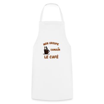 Groupe sanguin le café - Cadeau humour Tasse café - Tablier de cuisine - blanc - Devant - AI Model Male 185 dark (185cm)
