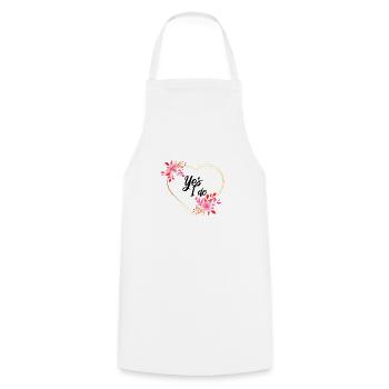 YES I DO #4 - Cooking Apron - white - Front - AI Model Male 185 dark (185cm)