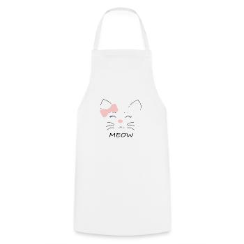 Meow. cats, cat, gift, - Cooking Apron - white - Front - AI Model Male 185 dark (185cm)