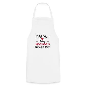j aime ma maman / cadeau enfant - Tablier de cuisine - blanc - Devant - AI Model Male 185 dark (185cm)