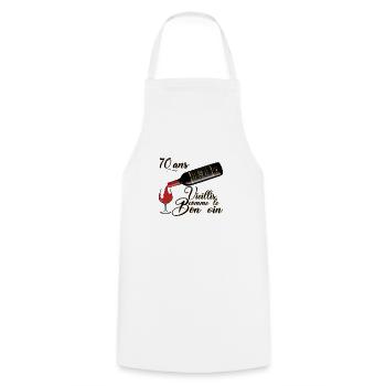 70 ans anniversaire vieillis bon vin humour alcool - Tablier de cuisine - blanc - Devant - AI Model Male 185 dark (185cm)