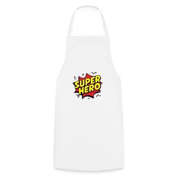 SUPER HERO - Cooking Apron - white - Front - AI Model Male 185 dark (185cm)