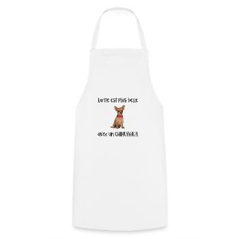 La vie est plus belle avec un chihuahua - Tablier de cuisine - blanc - Devant - AI Model Male 185 dark (185cm)