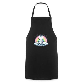Amelia nom Prénom Licorne Chat - Tablier de cuisine - noir - Devant - AI Model Male 185 dark (185cm)