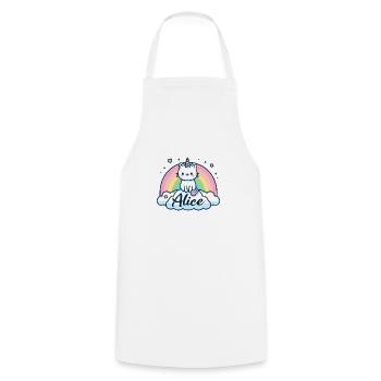 Alice Name First Name Unicorn Cat - Cooking Apron - white - Front - AI Model Male 185 dark (185cm)