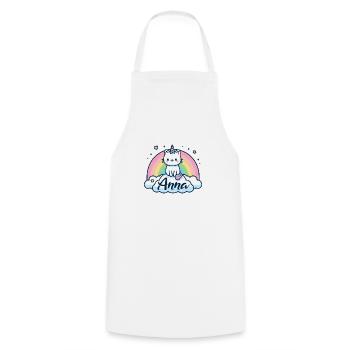 Anna Nom Prénom Chat licorne - Tablier de cuisine - blanc - Devant - AI Model Male 185 dark (185cm)