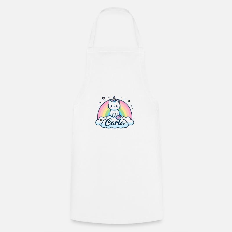 Carla Nom Prénom Licorne Chat - Tablier de cuisine - blanc