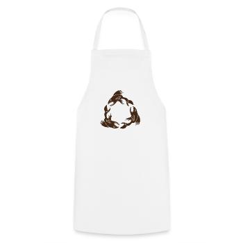 three fish - Cooking Apron - white - Front - AI Model Male 185 dark (185cm)