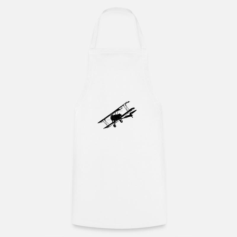 Avion biplan nostalgie aviateur - Tablier de cuisine - blanc