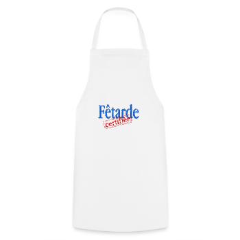 Fêtarde certifiée - Tablier de cuisine - blanc - Devant - AI Model Male 185 dark (185cm)