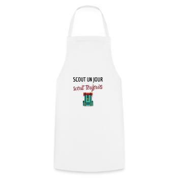 Scout un jour scout toujours - Cadeau Humour drole - Tablier de cuisine - blanc - Devant - AI Model Male 185 dark (185cm)