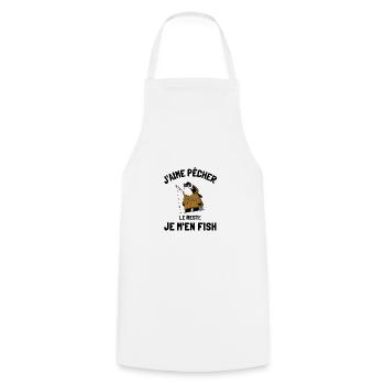 J'aime pêcher le reste je m'en fish humour pêcheur - Tablier de cuisine - blanc - Devant - AI Model Male 185 dark (185cm)