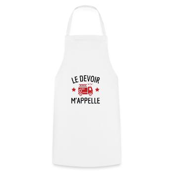 Le devoir m'appelle humour camion pompier - Tablier de cuisine - blanc - Devant - AI Model Male 185 dark (185cm)