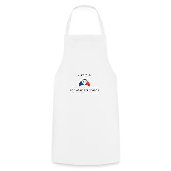 France Keep calm and croissant funny gift - Cooking Apron - white - Front - AI Model Male 185 dark (185cm)