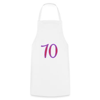 70. 70 YEARS. 70TH ANNIVERSARY. 70TH ANNIVERSARY. - Cooking Apron - white - Front - AI Model Male 185 dark (185cm)