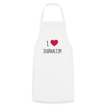 Journalist / Journalismus / Zeitung / Reporter - Kochschürze - Weiß - Vorne - AI Model Male 185 dark (185cm)